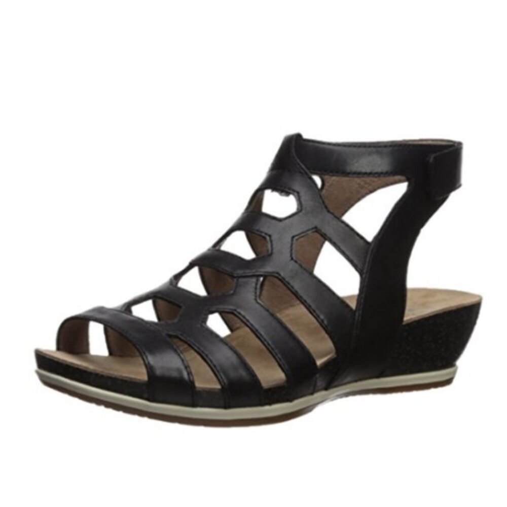 Dansko Nappa Leather 'Valentina' Caged Gladiator Women's Sandal in Black Size 41